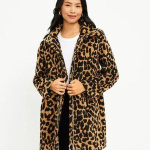 Cheetah print fleece zippered coat